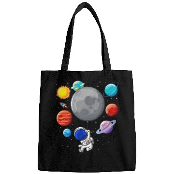 Discover Astronaut Holding Planet Balloons SolarSystem Space Kids Bags