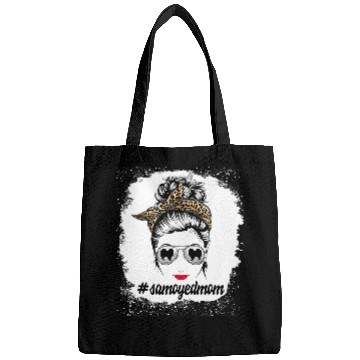 Discover Dog Samoyed Mom Bleached Messy Bun Leopard Women Pet Lover Bags