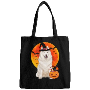 Discover Dog Samoyed Halloween Pumpkin Dog Bags