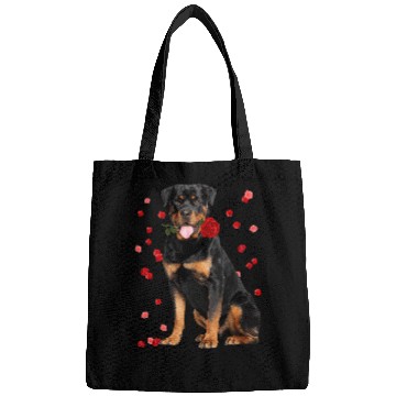 Discover Dog Rottweiler With Rose Falling Cute Valentines Day Bags