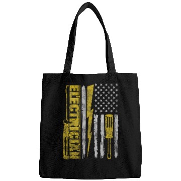 Discover Funny Electrician Electrical Engineer Electricity Lineman Bags