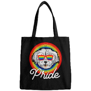 Discover Dog Maltese LGTB Pride Rainbow Flag Bags