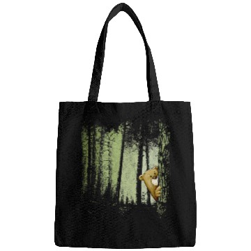Discover Funny Cute Cartoon Bear Hiding In Twilight Forest Outdoor Bags