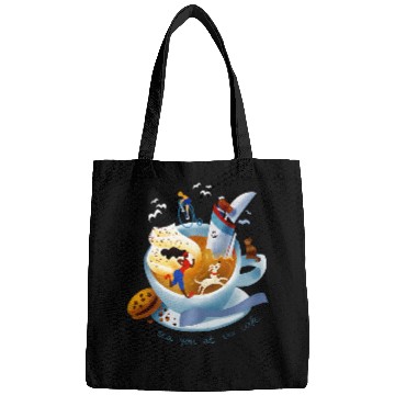 Discover Coffee cookie and morning routine Stylized design Bags