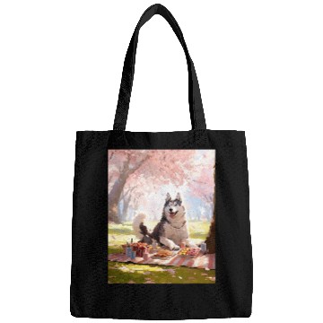 Discover Husky Cherry Blossom Funny Dog Picnic Bags