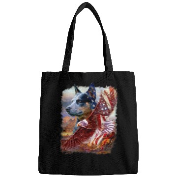 Discover Heeler Dog Eagle American Flag 4th July Independence Day Bags
