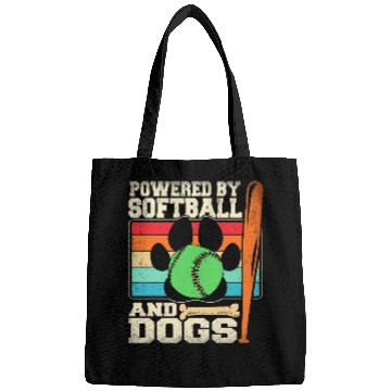 Discover Funny Powered By Dogs and Softball Player Bags