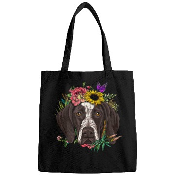Discover Floral German Shorthaired Pointer Botanical Plant Flower GSP Bags