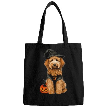 Discover Halloween Goldendoodle dressed as a witch Bags