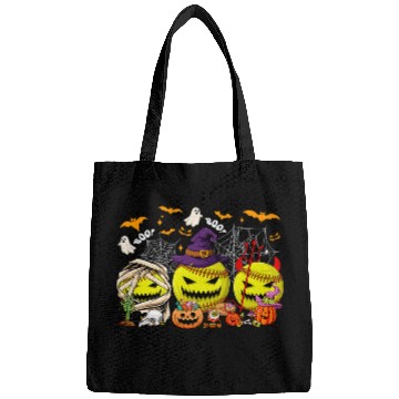 Discover Funny Mummy Witch Devil Softball Balls Happy Halloween Day 1 Bags