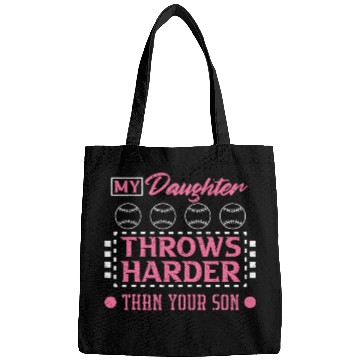 Discover My Daughter Throws Harder Than Your Son Softball Daughter 2 Bags
