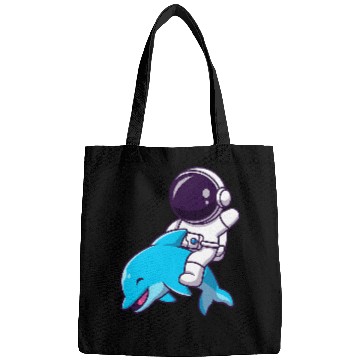 Discover Funny Astronaut on Dolphin in Space Cool Dolphin Astronaut Bags
