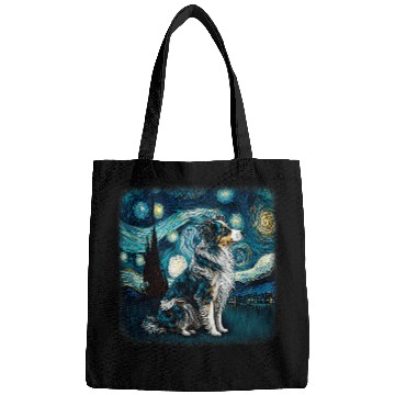 Discover Dog in starry night van gogh aussie mini Australian Shepherd Bags