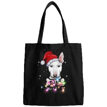 Discover Christmas Lights Bull terrier Bags