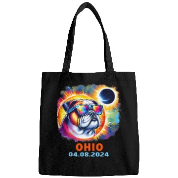 Discover Colorful Bulldog Total Solar Eclipse 2024 Ohio Bags