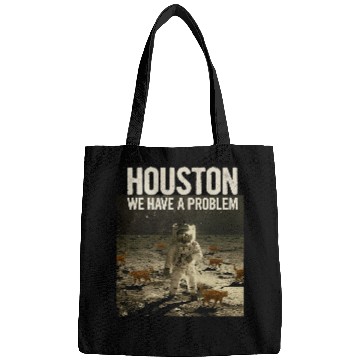 Discover Funny Houston We Have A Problem Cat Lover Moon Astronaut Bags
