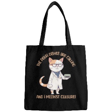 Discover Funny Microbiology Cat Lab Science Microbiologist Laboratory Bags