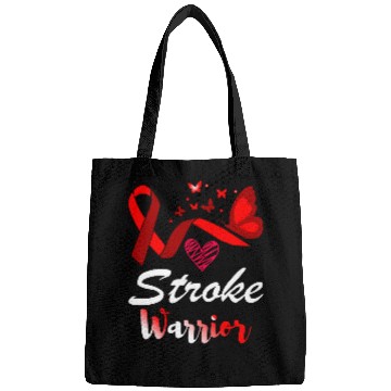 Discover Stroke Warrior Butterfly Red Ribbon Support Bags