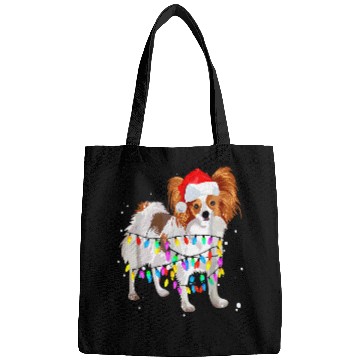 Discover cute papillon christmas light dog xmass tree Bags