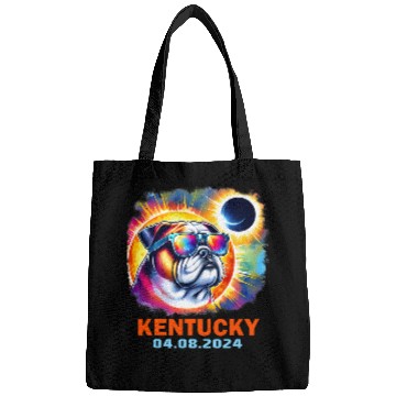 Discover Colorful Bulldog Total Solar Eclipse 2024 Kentucky Bags