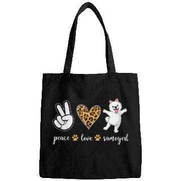 Discover Dog Samoyed Peace Love samoyed dog Bags