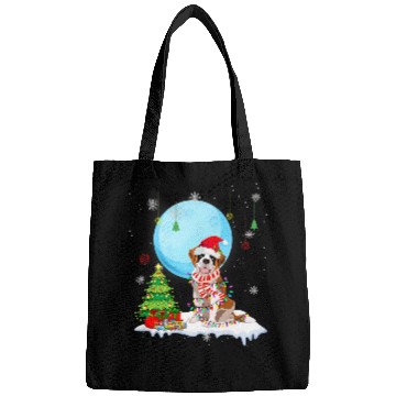 Discover Cute Saint Bernard Christmas Dog Lights Lover Tee Bags