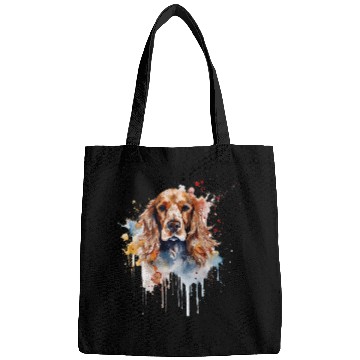 Discover Colorful Cocker Spaniel watercolor art Bags