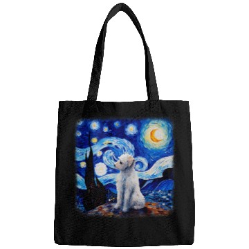 Discover Dog in starry night van gogh Maltese Bags