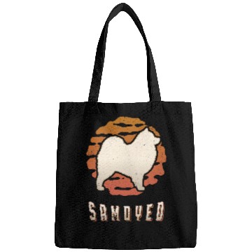 Discover Dog Samoyed vintages Retro Classic Dog Sunset Bags