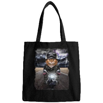 Discover Fluffy Orange Cat on Motorcycle Cruise Down Highway 21 Bags