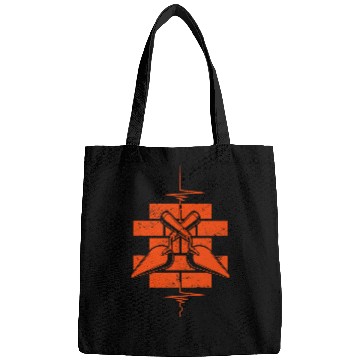 Discover Heartbeat EKG Pulse Construction Brick Mason Bricklayer Bags