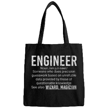 Discover Engineer Definition Funny Wizard Magician Graphic Bags