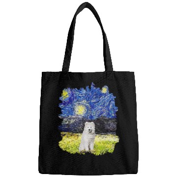 Discover Dog Samoyed Starry Night Impressionist Dog Art Samoyed Bags
