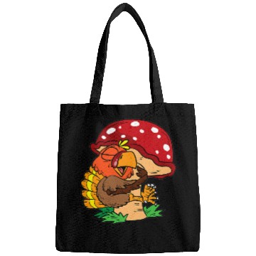 Discover Turkey Hugging Mushroom Thanksgiving Day Bird Fall Autumn Bags