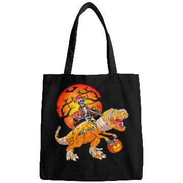 Discover Halloween Dinosaur Skeletons Cowboy Riding T Rex Halloween Bags