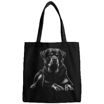 Discover Rottweiler Dog in Lying Pose Drawing Style Bags