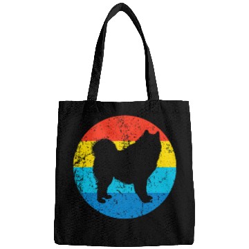 Discover Dog Samoyed Breed Silhouette Retro 1970s Circle Bags