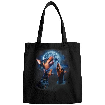 Discover Funny Doberman Doberman Pinscher Howling at the Moon Bags