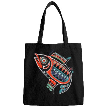 Discover Salmon Fish in Abstract North American Plains Style Bags