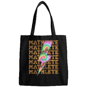 Discover Mathlete Lightning Bolt Tie Dye Leopard Stacked Words Math Bags