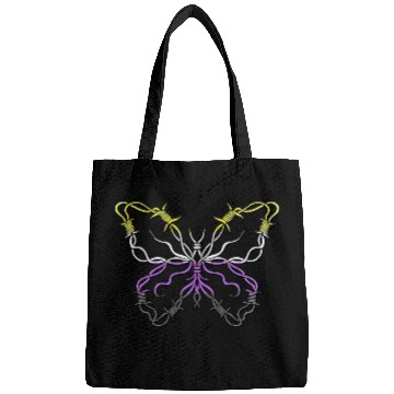 Discover Nonbinary Butterfly Barbwire Nonbinary Flag Nonbinary Pride Bags