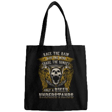 Discover Race Rain Ride Wind Chase Sunset Only Biker Skull Dad Bags