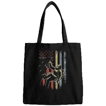 Discover Retro Mountain Climber bigfoots Rock Climbing American Flag Bags