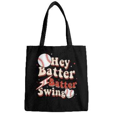 Discover Retro Groovy Game Day Hey Batter Batter Swing Baseball Bags