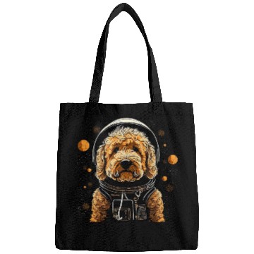 Discover Outer Space Golden Doodle on Galaxy Astronaut Goldendoodle Bags