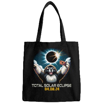 Discover Newfoundland Dog Selfie Solar Eclipse Bags