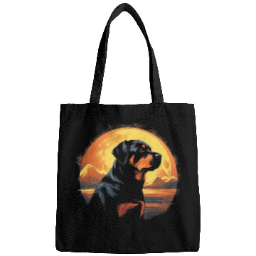 Discover Rottweiler With Full Moon in Background Dog Lover Bags