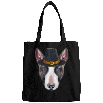 Discover Miniature Bull Terrier Wearing Pilgrim Hat Thanksgiving Bags
