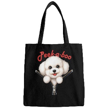 Discover Funny Peekaboo Bichon Frise Bags