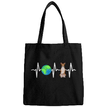 Discover Globe Planet Earth Basenji Heartbeat Dog Lover Bags